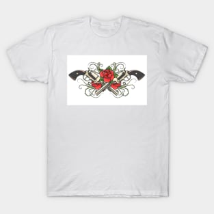 Two Guns and Roses with Thorns T-Shirt